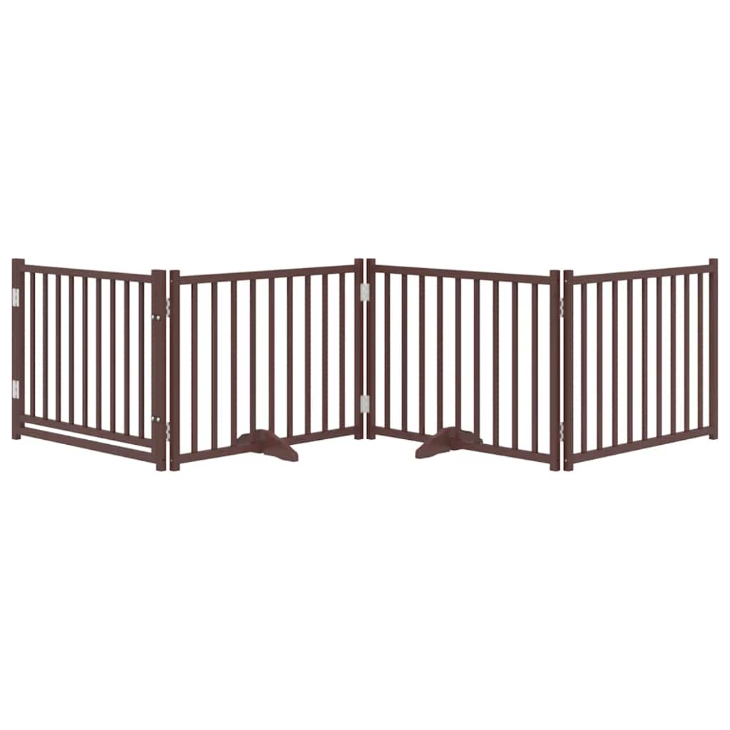 4-tlg. Hundetor mit Tür Faltbar Braun Eiche 320 cm Tannenholz