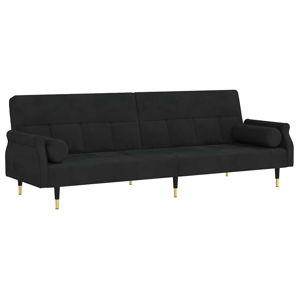 Schlafsofa mit Kissen Schwarz Samt