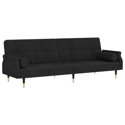 Schlafsofa mit Kissen Schwarz Samt