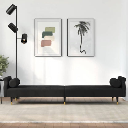 Schlafsofa mit Kissen Schwarz Samt