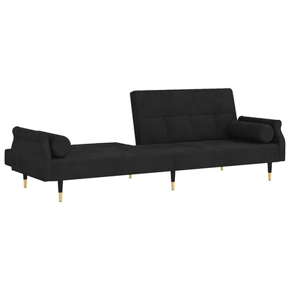 Schlafsofa mit Kissen Schwarz Samt