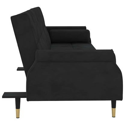Schlafsofa mit Kissen Schwarz Samt
