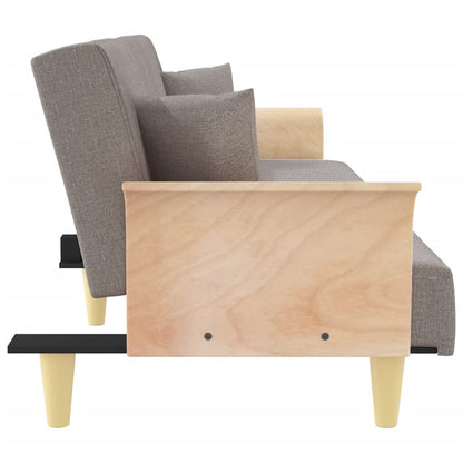 Schlafsofa mit Armlehnen Taupe Stoff