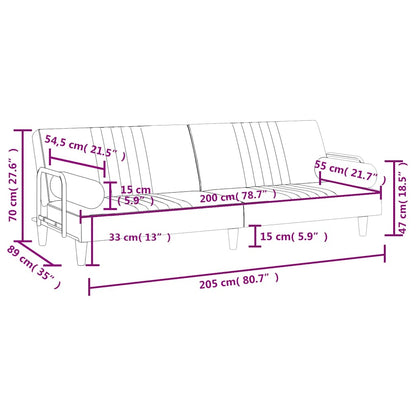 Schlafsofa mit Armlehnen Gelb Samt
