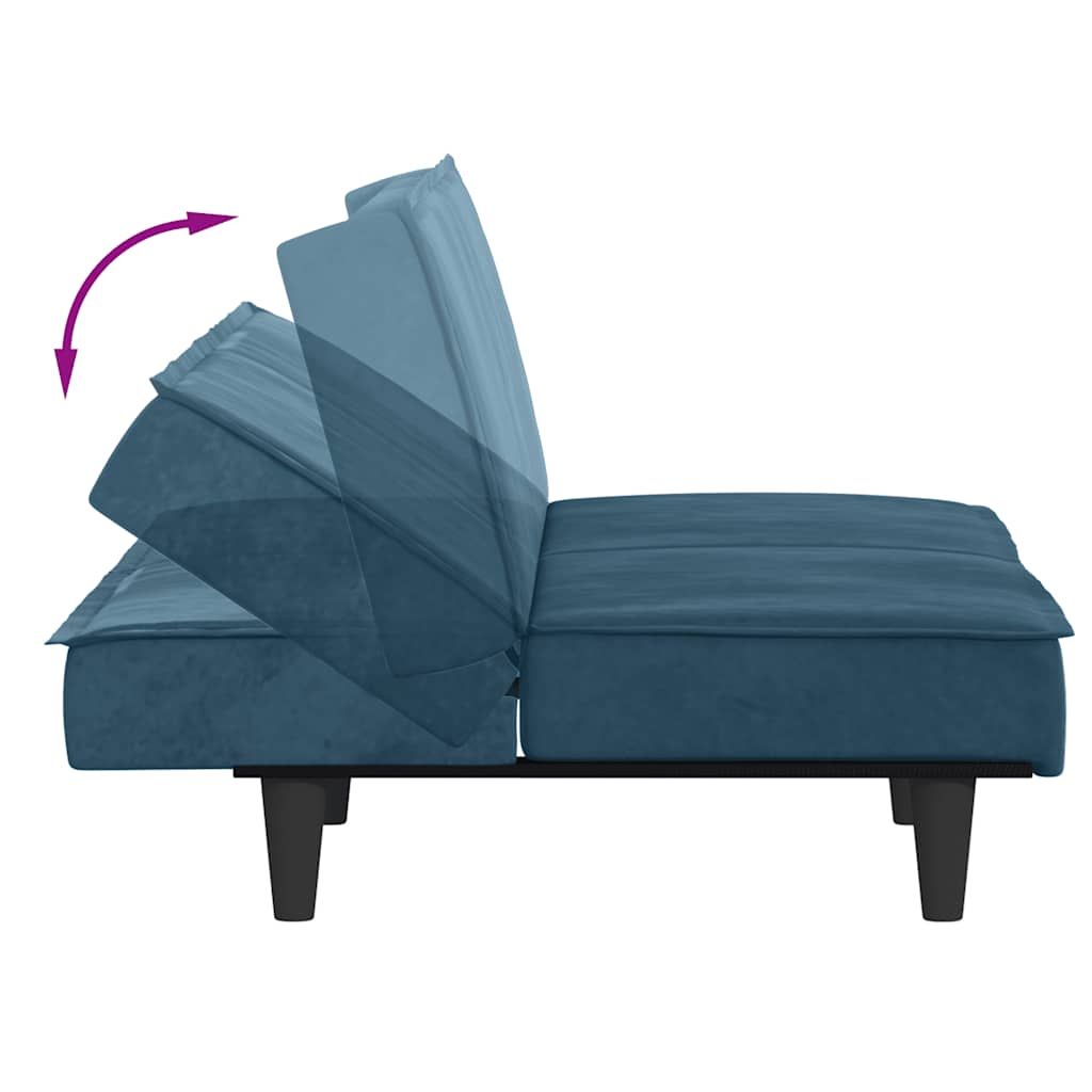 Schlafsofa Blau Samt