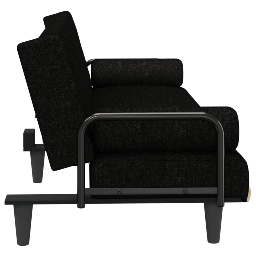 Schlafsofa mit Armlehnen Schwarz Stoff