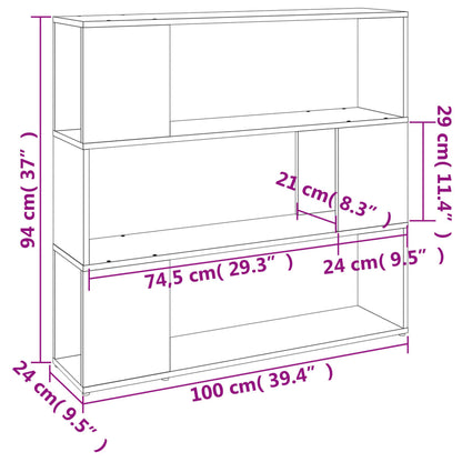 Bücherregal/Raumteiler Grau Sonoma 100x24x94 cm