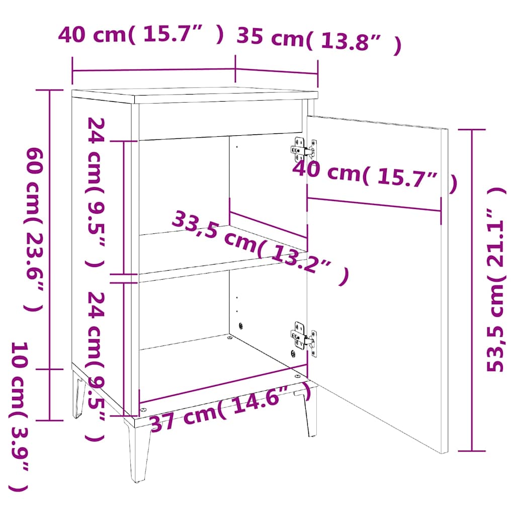 Nachttische 2 Stk. Räuchereiche 40x35x70 cm Holzwerkstoff