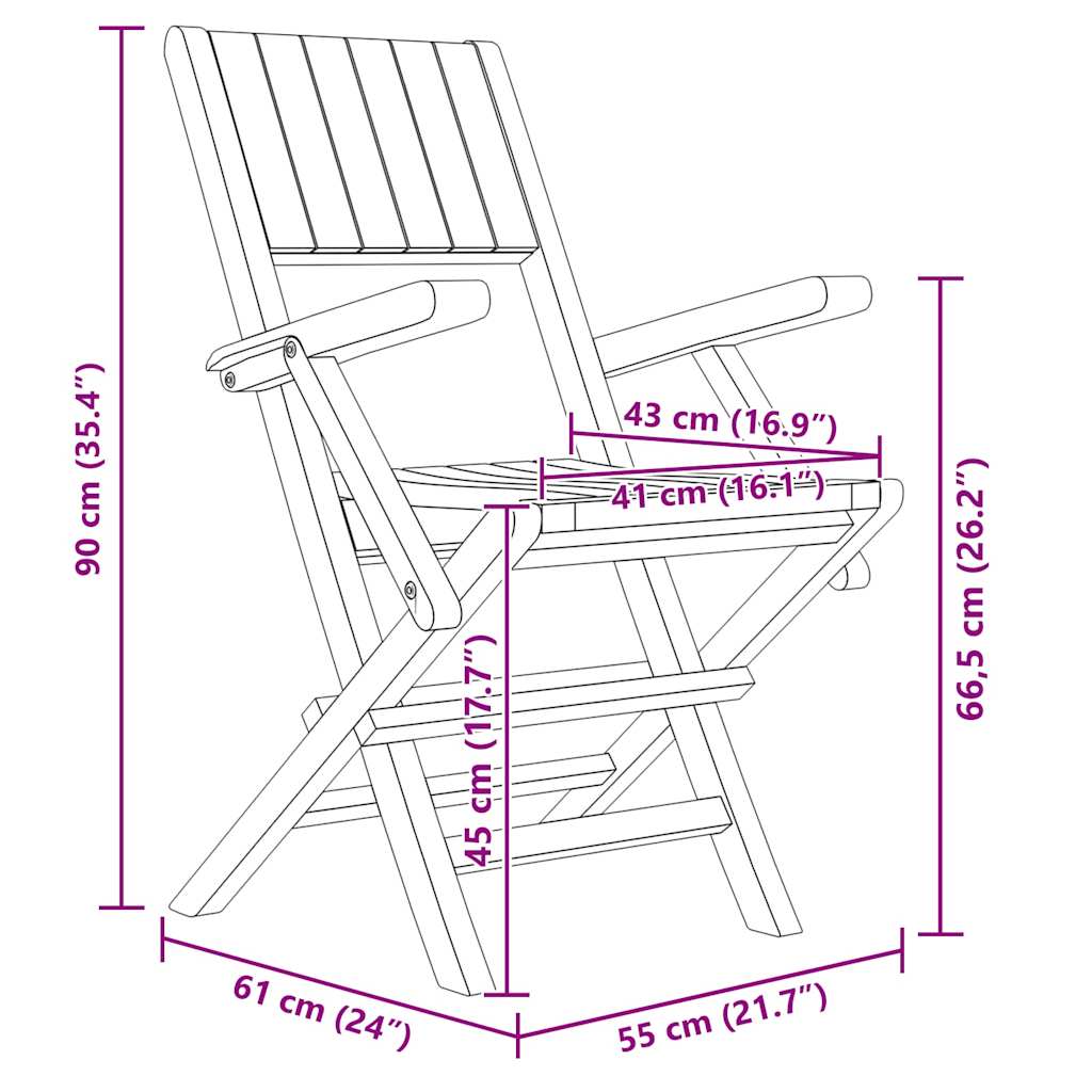 Gartenstühle 4 Stk. Klappbar 55x61x90 cm Massivholz Teak
