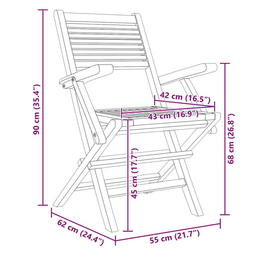 Gartenstühle 6 Stk. Klappbar 55x62x90 cm Massivholz Teak