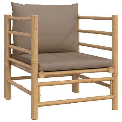 12-tlg. Garten-Lounge-Set mit Kissen Taupe Bambus
