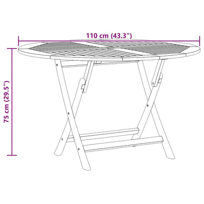 Gartentisch Klappbar Ø 110x75 cm Massivholz Teak