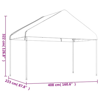 Pavillon mit Dach Weiß 20,07x4,08x3,22 m Polyethylen