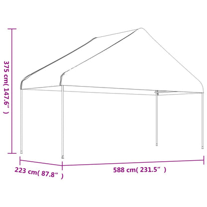 Pavillon mit Dach Weiß 11,15x5,88x3,75 m Polyethylen