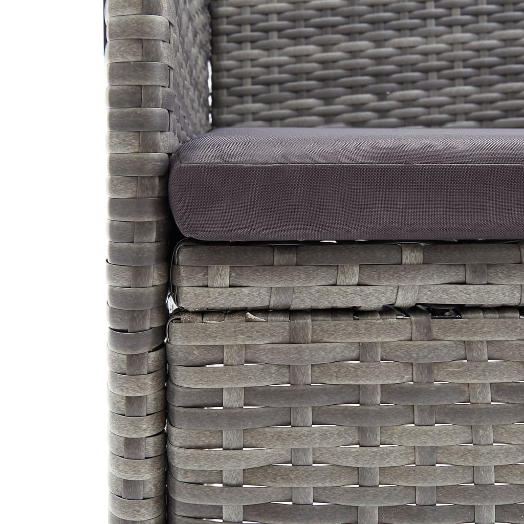 5-tlg. Garten-Essgruppe mit Kissen Grau und Schwarz