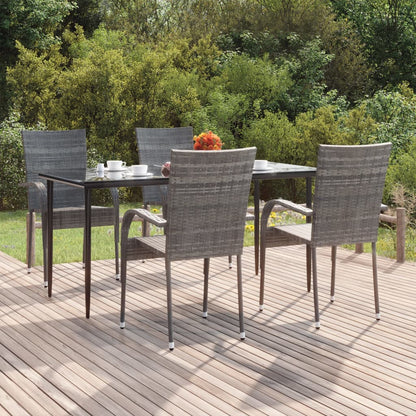 5-tlg. Garten-Essgruppe Grau Poly Rattan