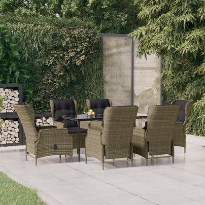 7-tlg. Garten-Essgruppe Braun Poly Rattan