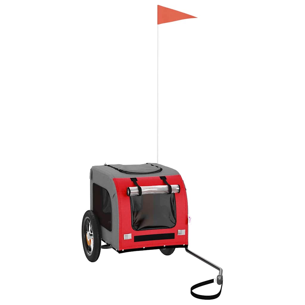 Fahrradanhänger Hunde Rot und Grau Oxford-Gewebe und Eisen