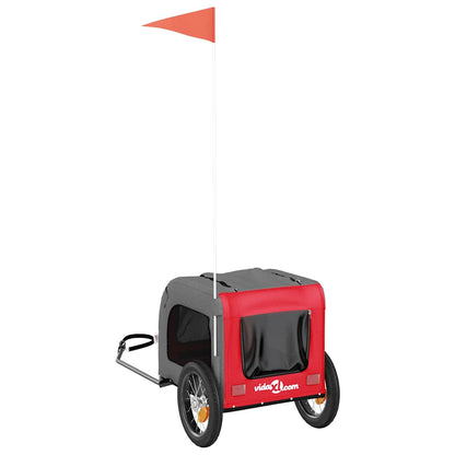 Fahrradanhänger Hunde Rot und Grau Oxford-Gewebe und Eisen