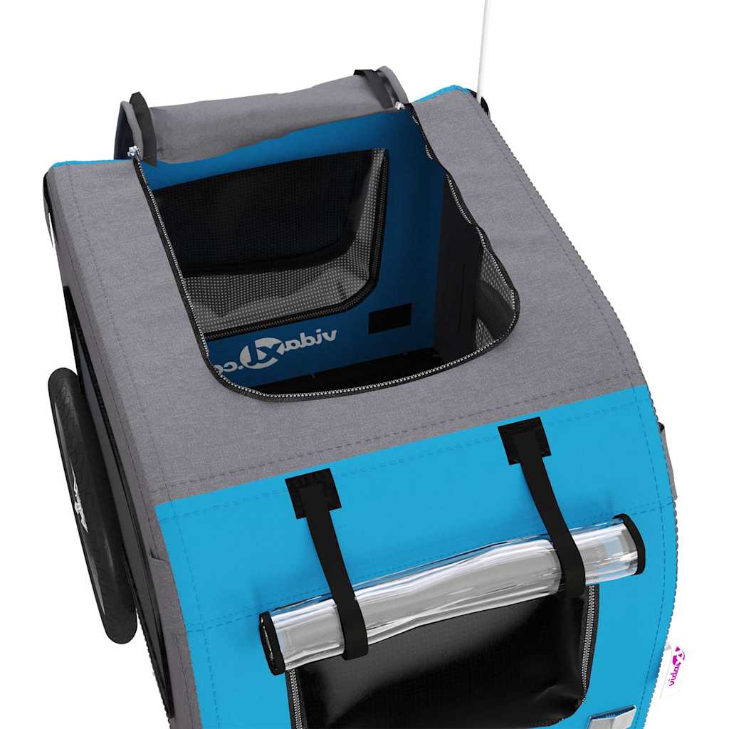 Fahrradanhänger Hunde Blau und Grau Oxford-Gewebe und Eisen