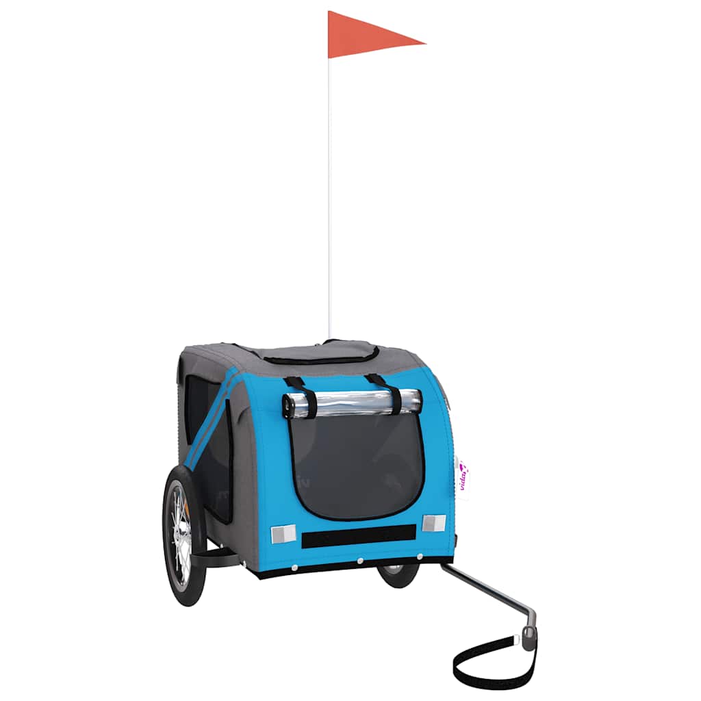 Fahrradanhänger Hunde Blau und Grau Oxford-Gewebe und Eisen