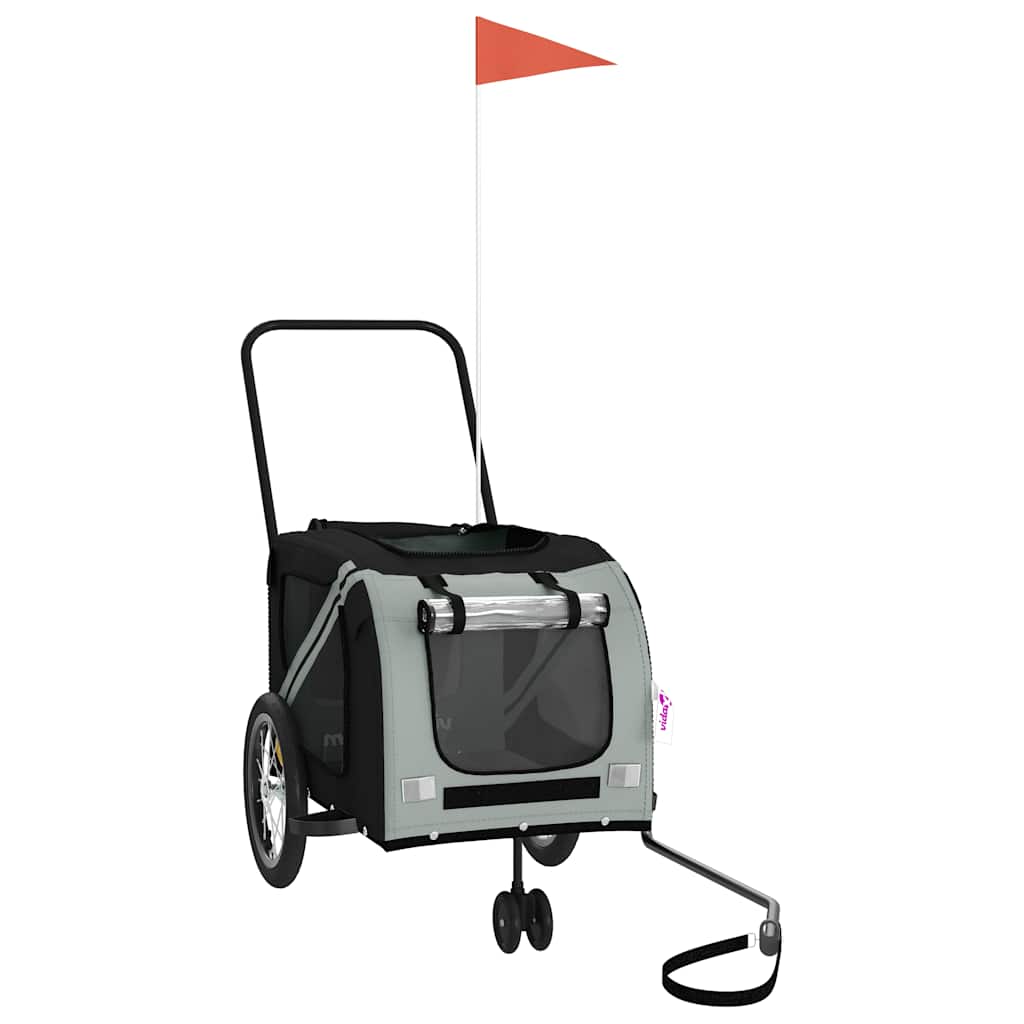 Fahrradanhänger Hunde Grau und Schwarz Oxford-Gewebe und Eisen