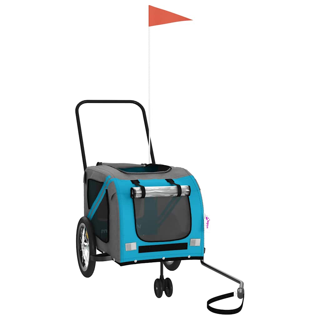 Fahrradanhänger Hunde Blau und Grau Oxford-Gewebe und Eisen