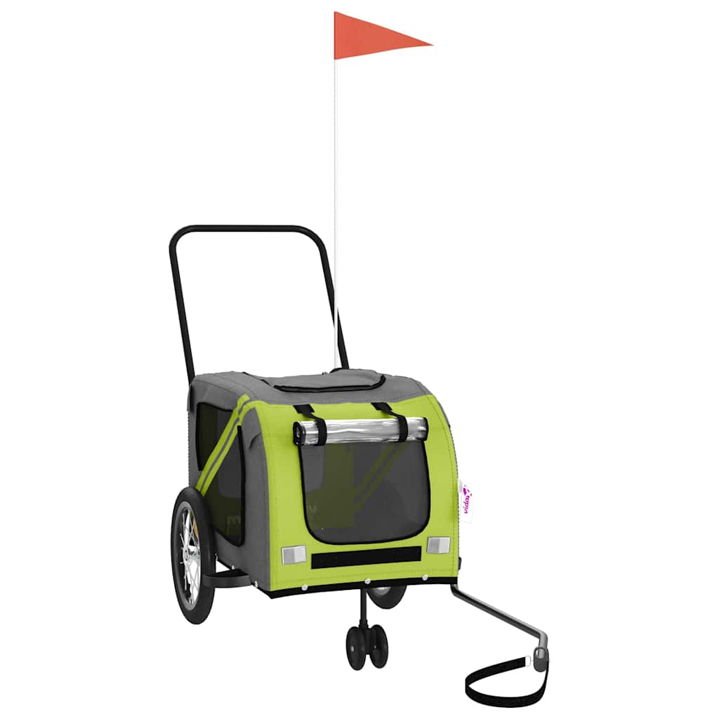 Fahrradanhänger Hunde Grün und Grau Oxford-Gewebe und Eisen