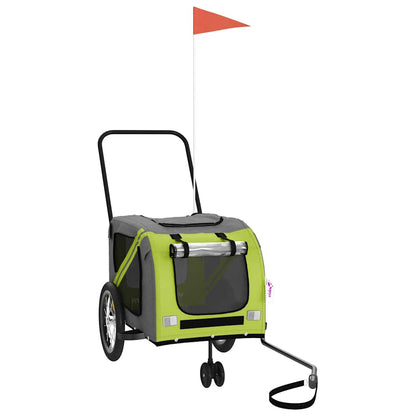 Fahrradanhänger Hunde Grün und Grau Oxford-Gewebe und Eisen