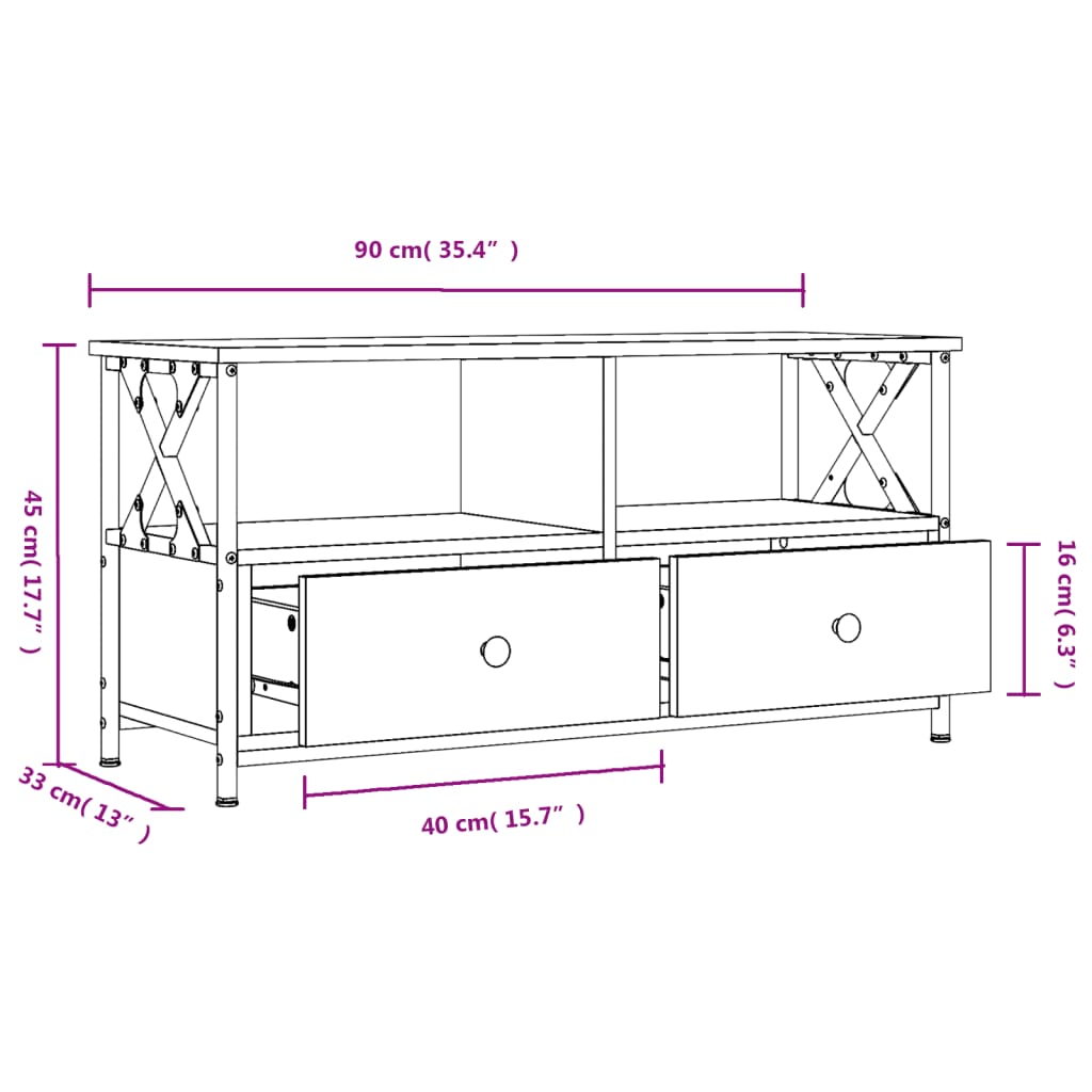 TV-Schrank Sonoma-Eiche 90x33x45 cm Holzwerkstoff & Eisen