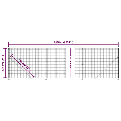 Maschendrahtzaun mit Bodenflansch Anthrazit 2x10 m