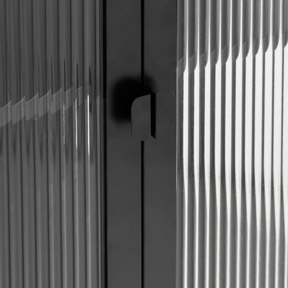 Highboard Schwarz 90x40x180 cm Glas und Stahl