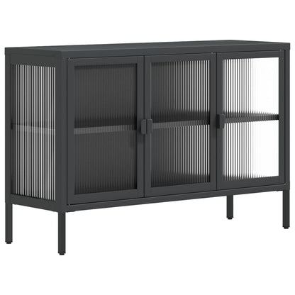 Sideboard Schwarz 105x35x70 cm Glas und Stahl