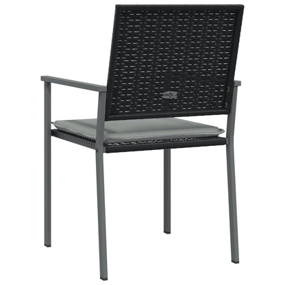 Gartenstühle mit Kissen 2 Stk. Schwarz 54x62,5x89cm Poly Rattan
