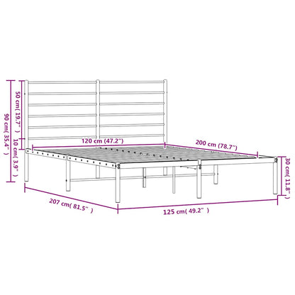 Bettgestell mit Kopfteil Metall Schwarz 120x200 cm