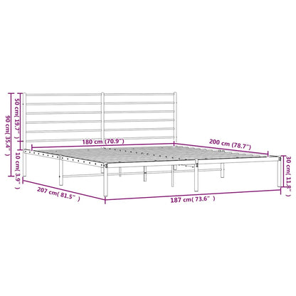 Bettgestell mit Kopfteil Metall Schwarz 180x200 cm