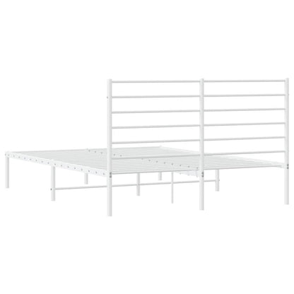 Bettgestell mit Kopfteil Metall Weiß 135x190 cm