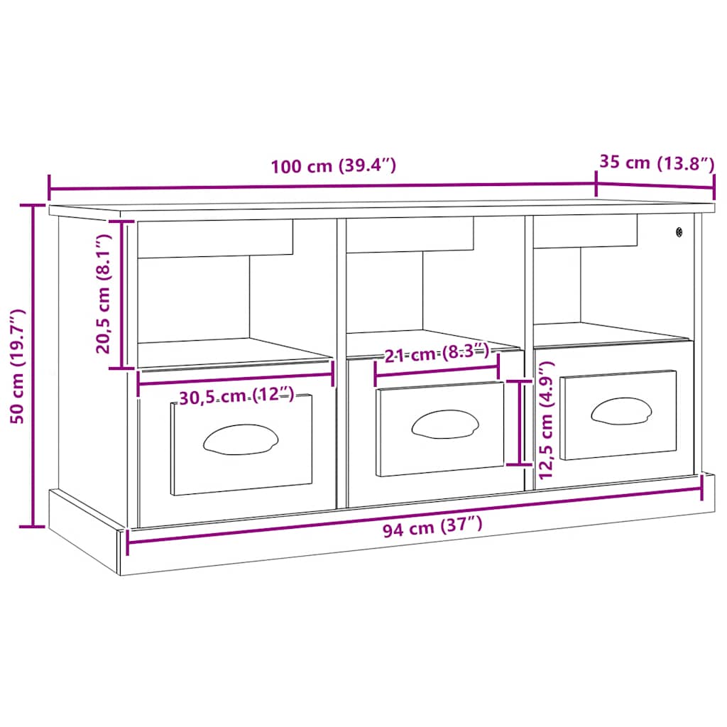 TV-Schrank Sonoma-Eiche 100x35x50 cm Holzwerkstoff