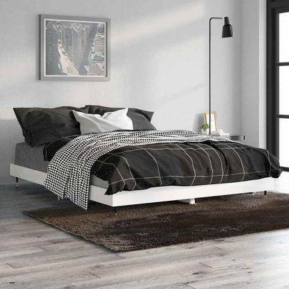 Bettgestell Hochglanz-Weiß 135x190 cm Holzwerkstoff