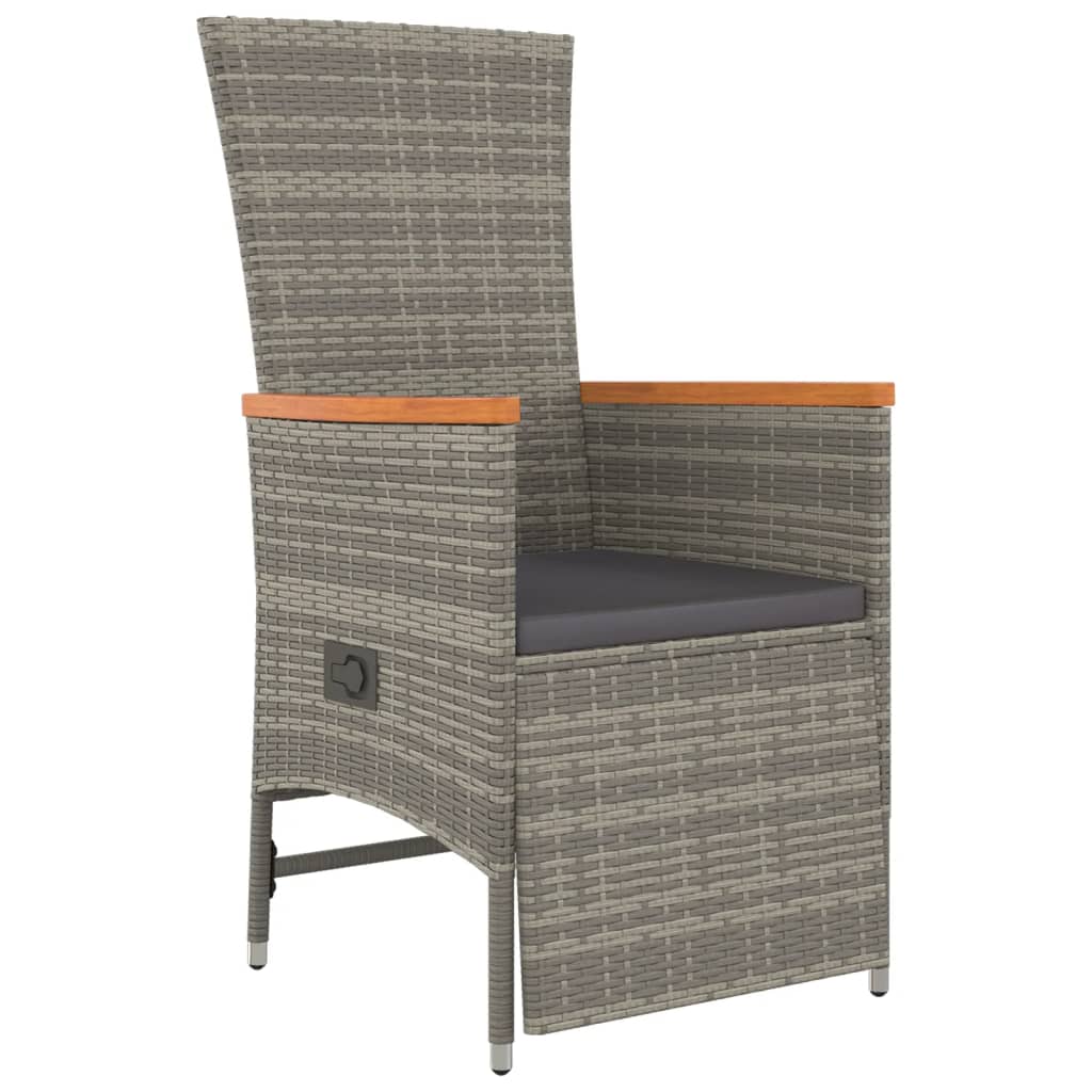 9-tlg. Garten-Essgruppe mit Kissen Grau Poly Rattan