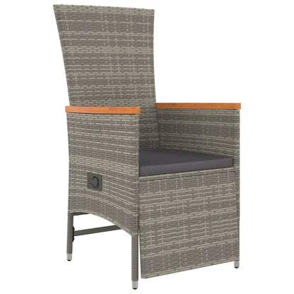 9-tlg. Garten-Essgruppe mit Kissen Grau Poly Rattan