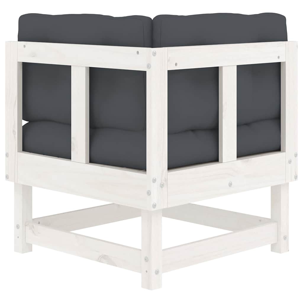 Ecksofas mit Kissen 2 Stk. Weiß Massivholz Kiefer