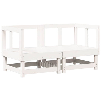 Ecksofas mit Kissen 2 Stk. Weiß Massivholz Kiefer