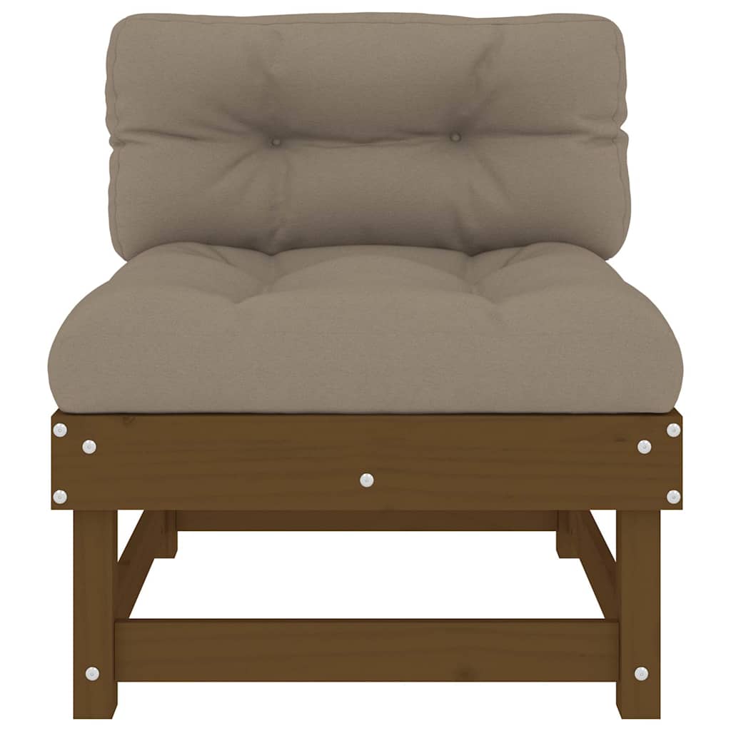 Mittelsofas mit Kissen 2 Stk. Honigbraun Massivholz Kiefer