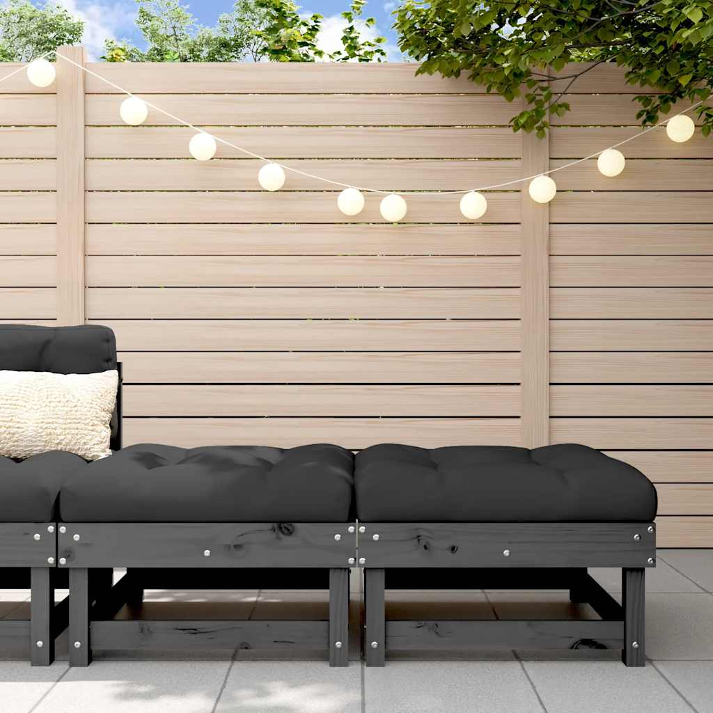 Gartenhocker mit Kissen 2 Stk. Grau Massivholz Kiefer