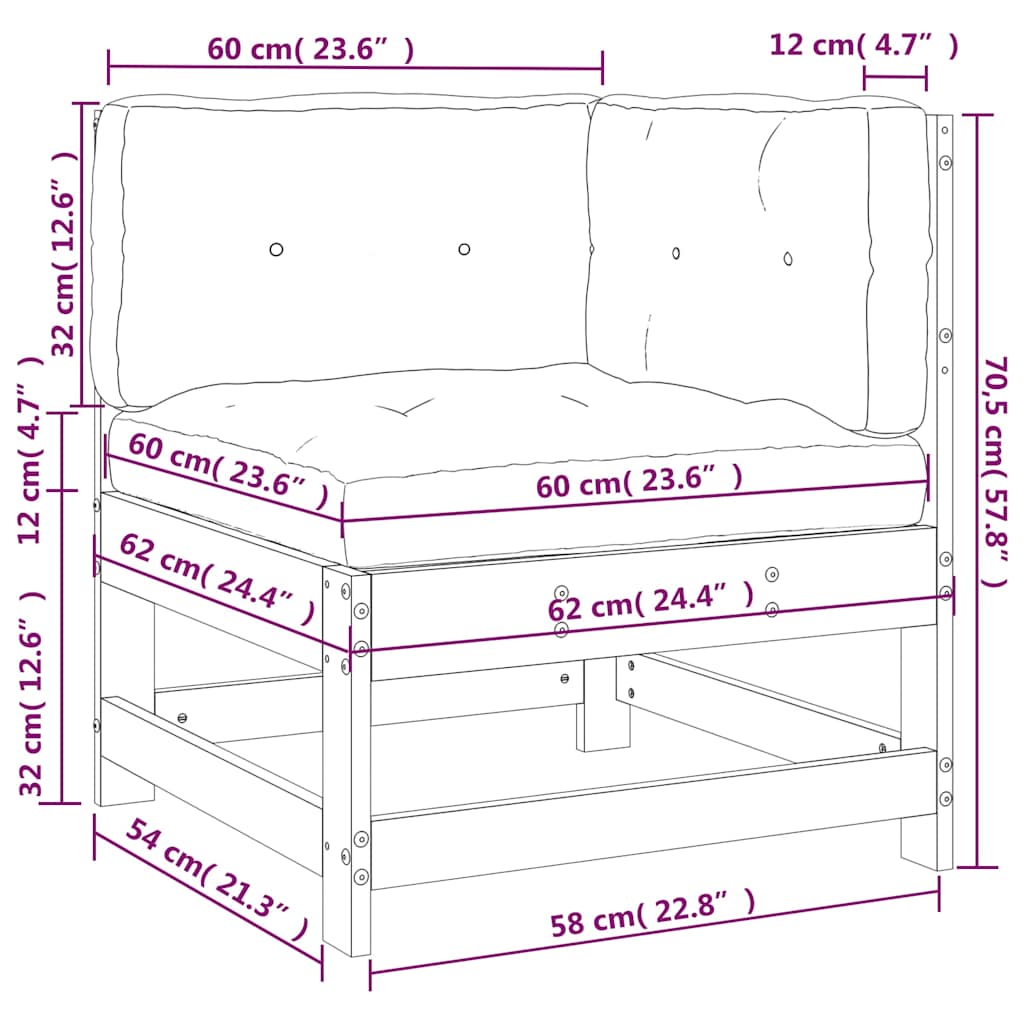 Ecksofa mit Kissen Massivholz Douglasie