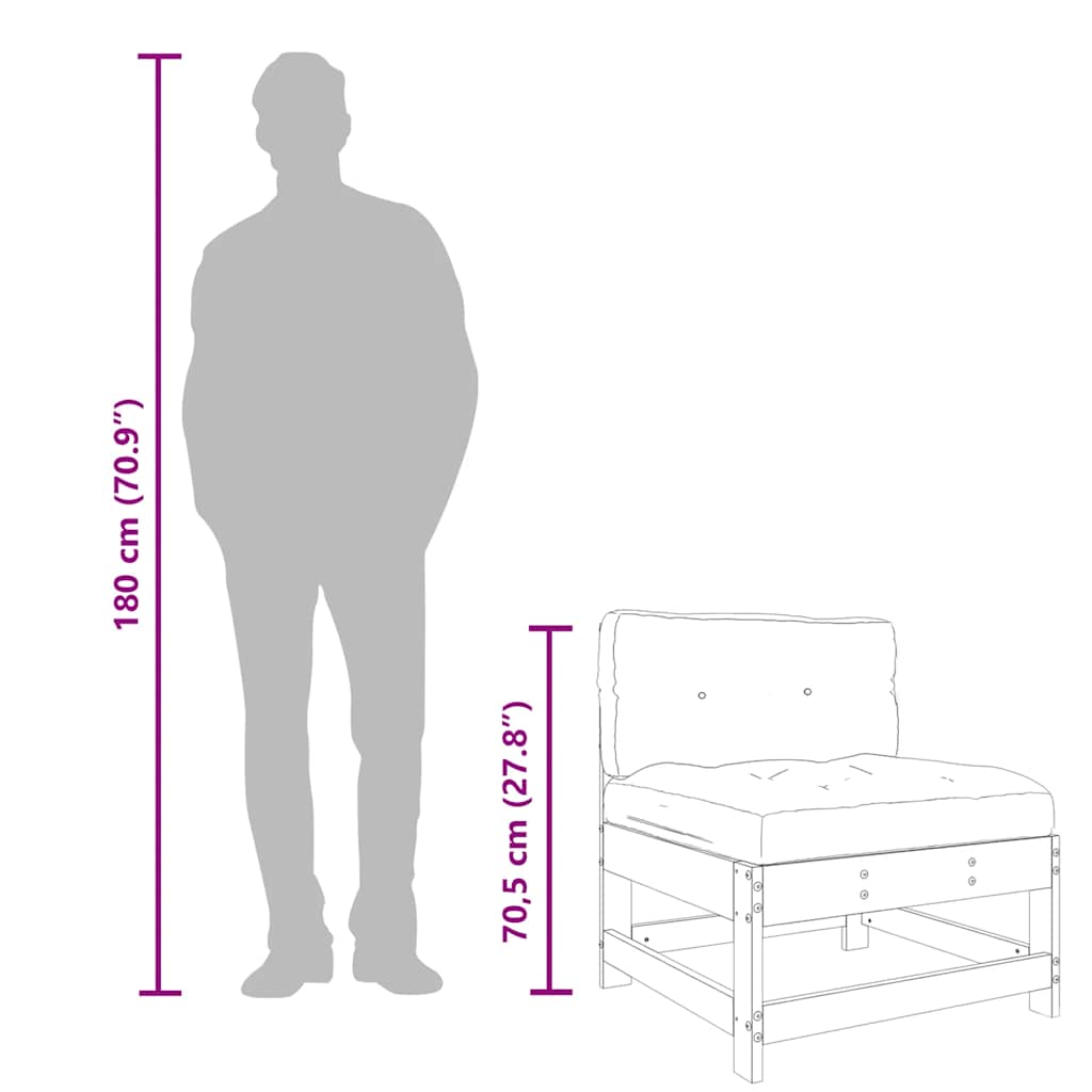Mittelsofa mit Kissen Massivholz Douglasie