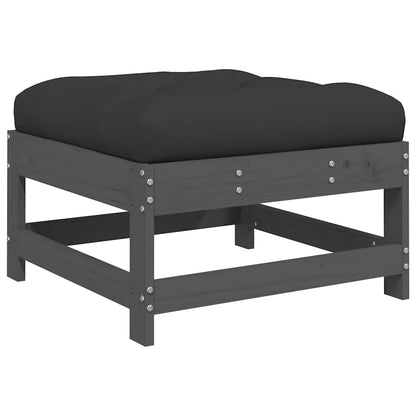 Gartenhocker mit Kissen Grau Massivholz Kiefer