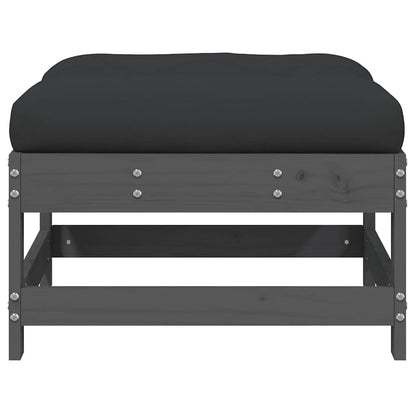 Gartenhocker mit Kissen Grau Massivholz Kiefer