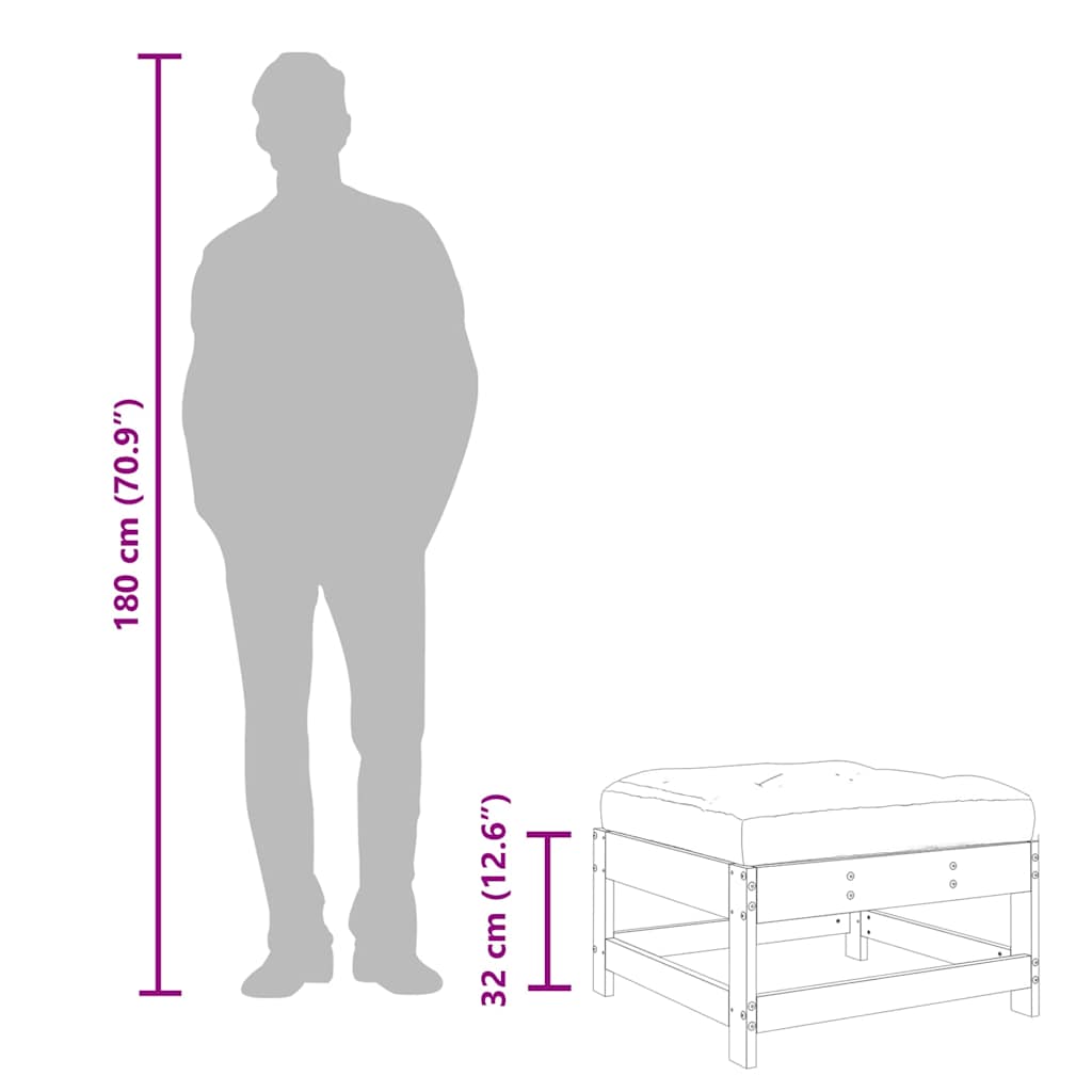 Gartenhocker mit Kissen 2 Stk. Weiß Massivholz Kiefer